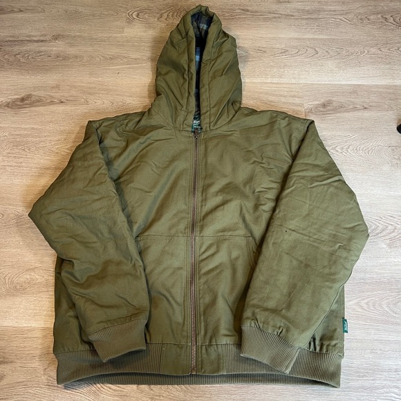 New‎ Woolrich Men's Size XL Canvas Hooded Jacket Regular Fit Rib Knit Cuffs NWOT - Picture 1 of 7